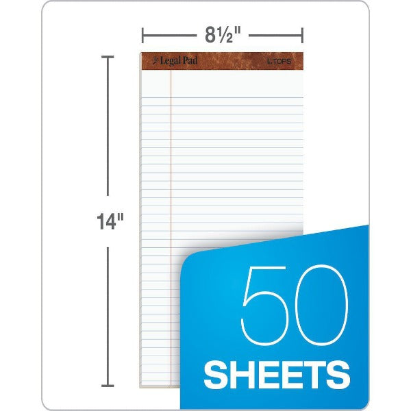 TOPS PERFORATED LEGAL RULED PAD F/S