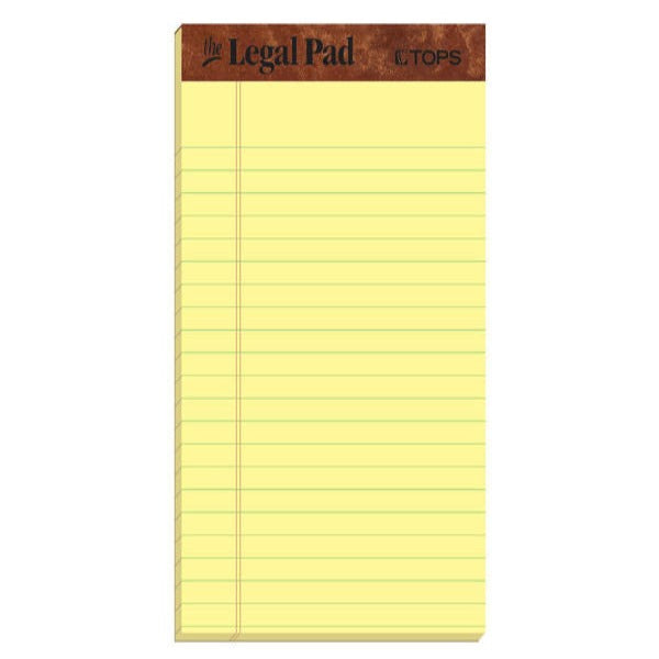 TOPS NOTE SIZE LEGAL RULED PAD 5X8