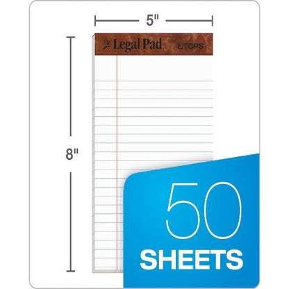 TOPS NOTE SIZE LEGAL RULED PAD 5X8