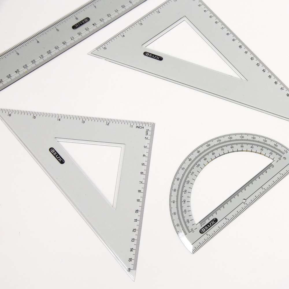 BAZIC 4 PIECE GEOMETRY RULER COMBINATION SETS (335)