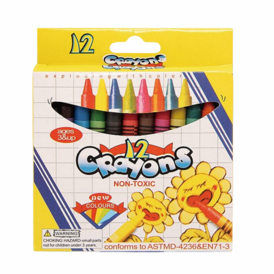 12 CRAYONS AGES 3 & UP NEW COLORS (NON-TOXIC)