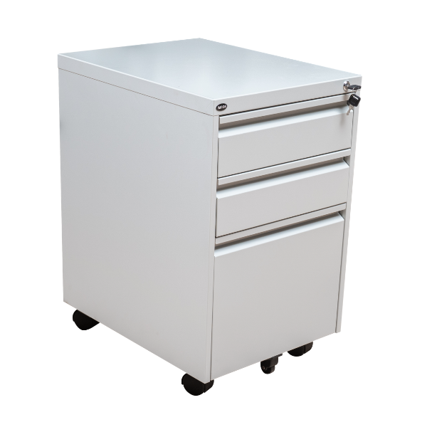 3 - DRAWER METAL MOBILE PEDESTAL (GREY)