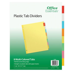 OFFICE ESSENTIALS 8 CELLS L/S BINDER INDEX FILE DIVIDER