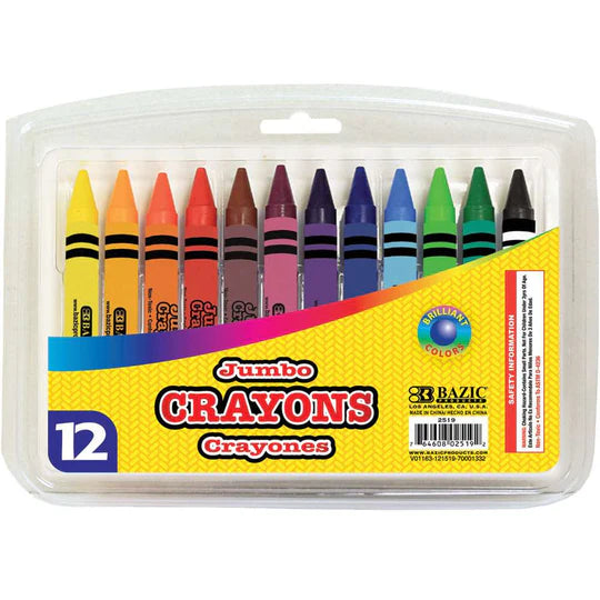 BAZIC JUMBO CRAYONS 12PK