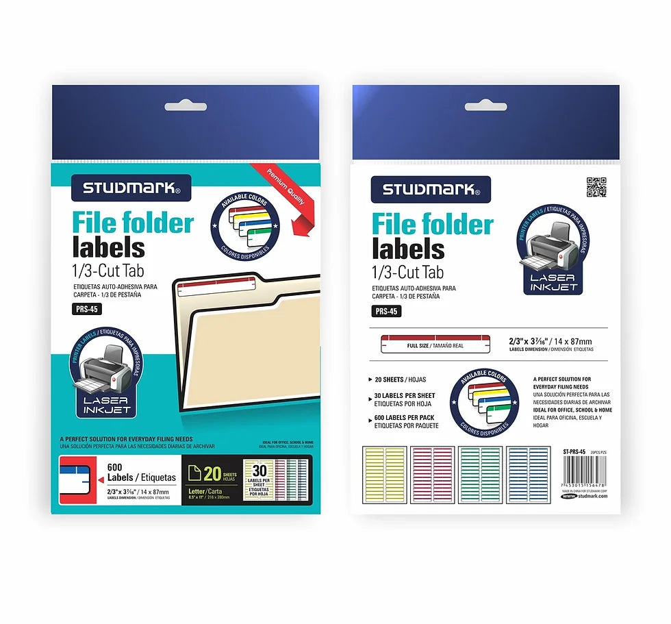 FILE FOLDER LABELS (ORANGE) (STUDMARK) (200 LABELS)