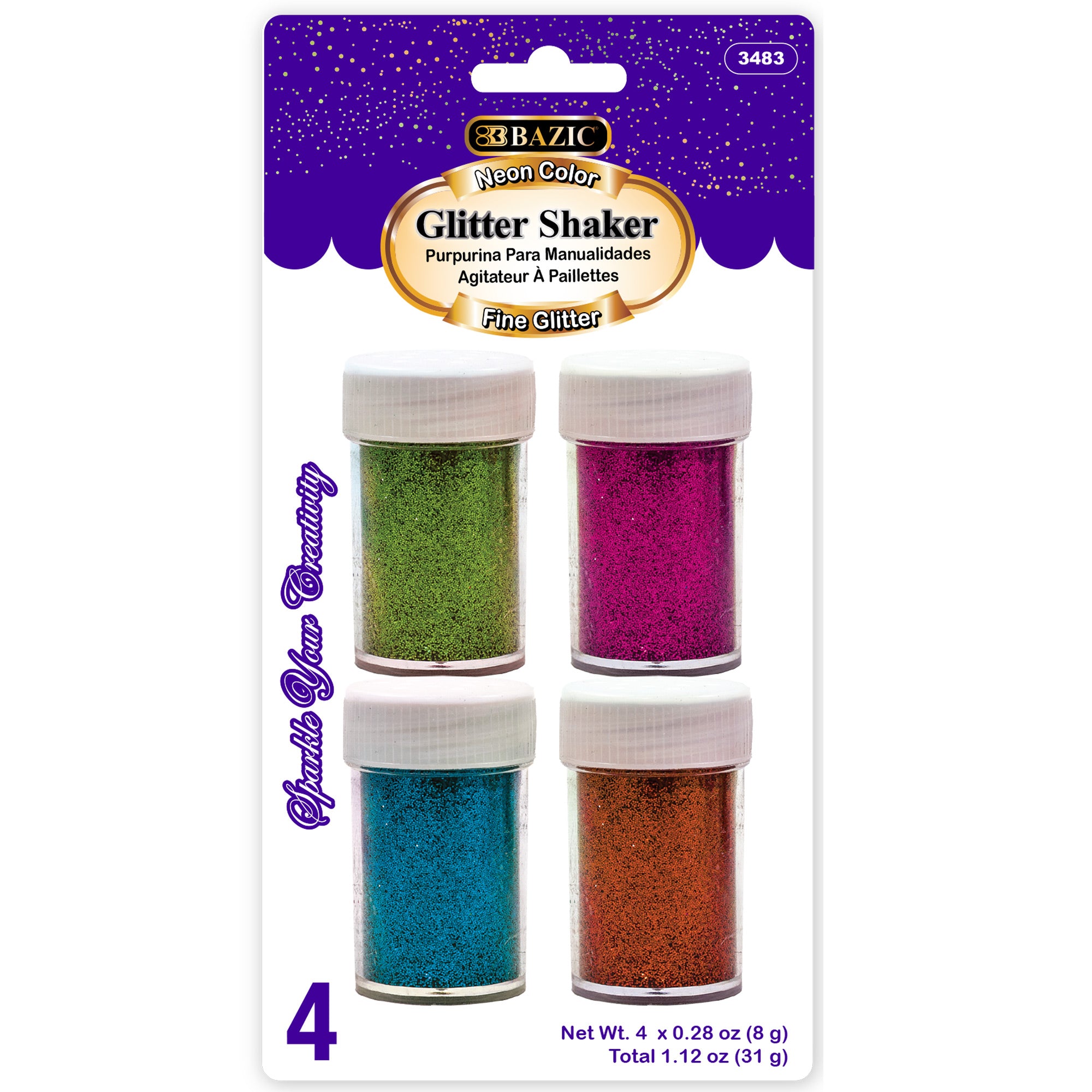 BAZIC GLITTER SHAKERS - 4 PK