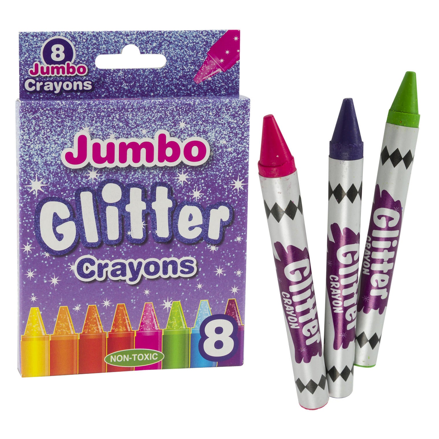 JUMBO GLITTER CRAYONS CT8-NON-TOXIC