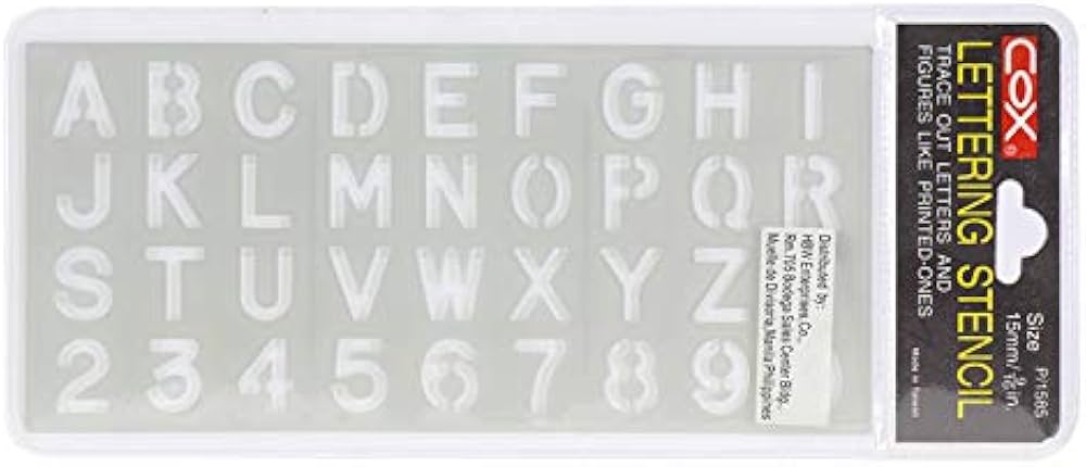 COX LETTERING STENCIL SIZE 20MM 6/8 INCH