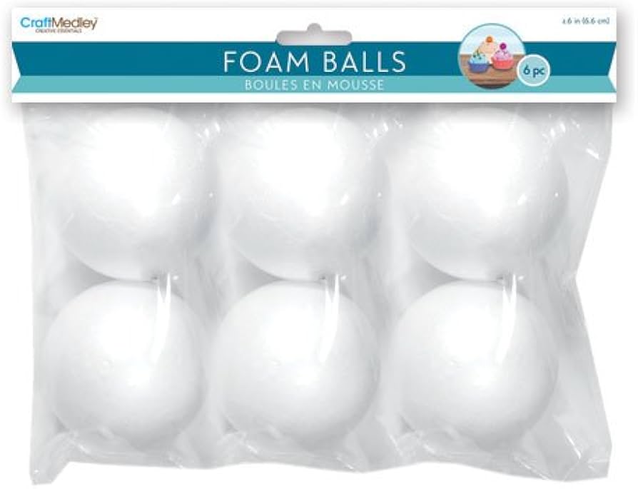 FOAM BALLS  6 PCS (CRAFTMEDLEY) (2.6")6.6CM)