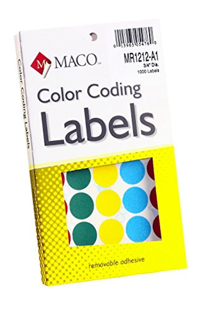 FILE FOLDER LABELS (MACO) 1000 LABELS ASST COLOURS