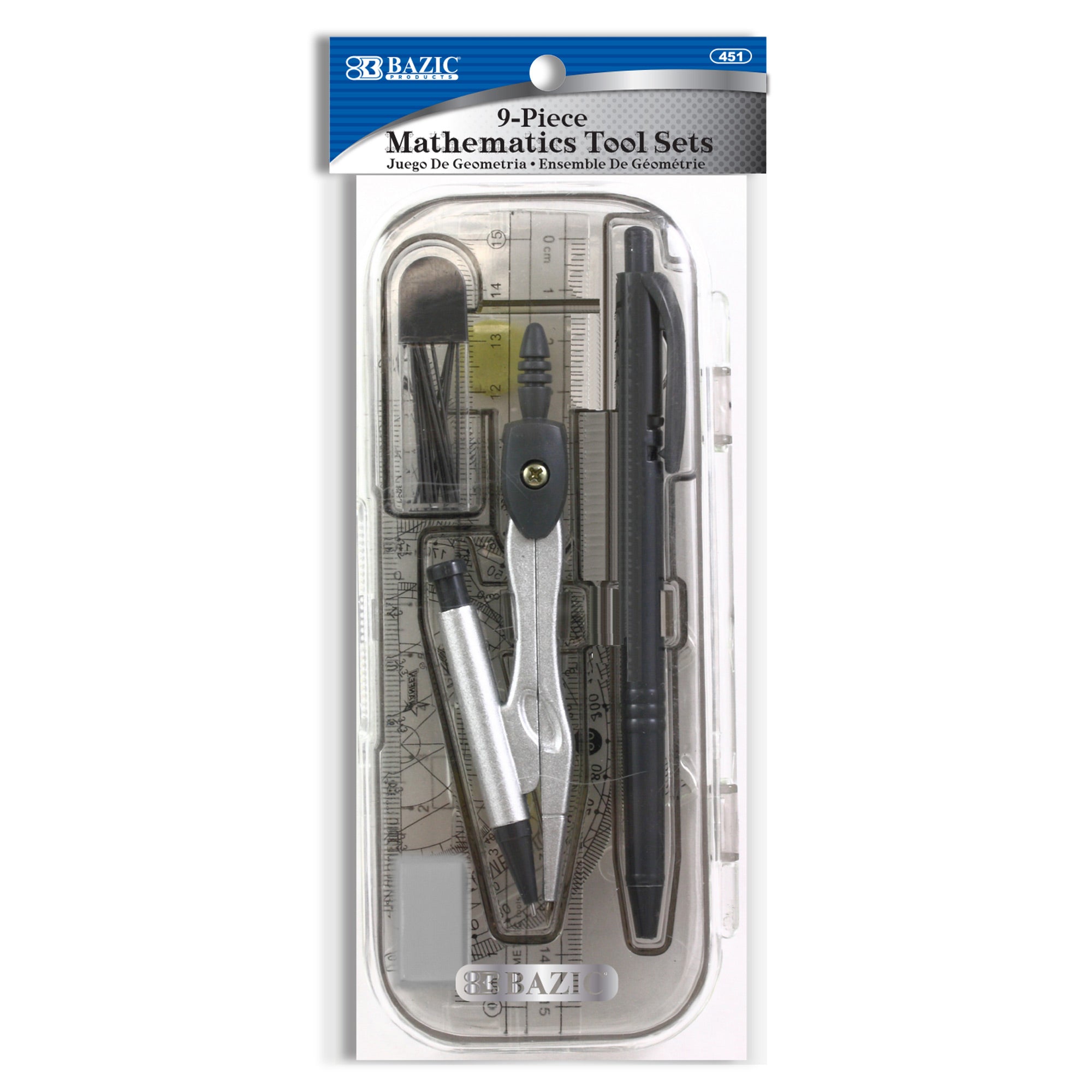BAZIC 9 PIECE MATHEMATICAL TOOLS