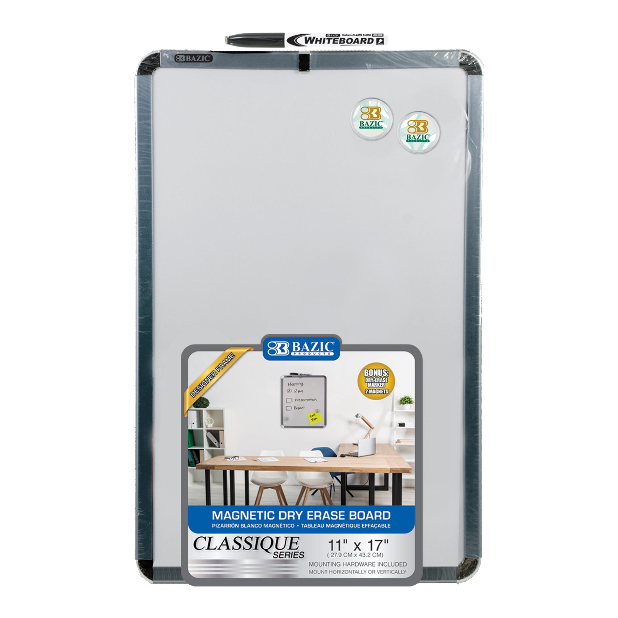 BAZIC WHITEBOARD (DRY ERASERS BOARD) 11*17 W/MARKER