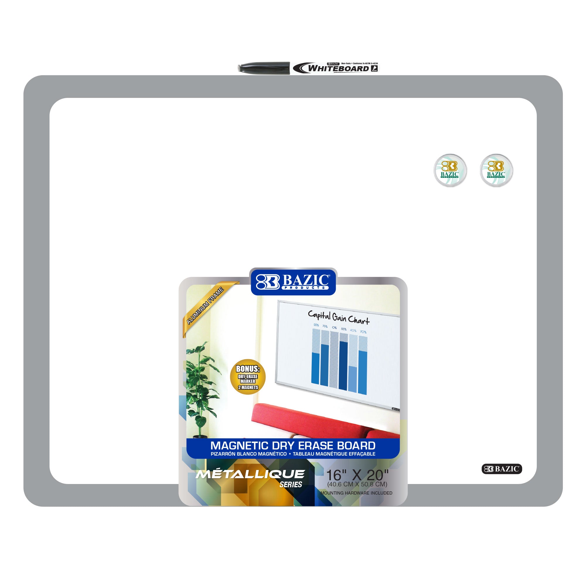 BAZIC WHITEBOARD (DRY ERASERS BOARD) 16*20 W/MARKER