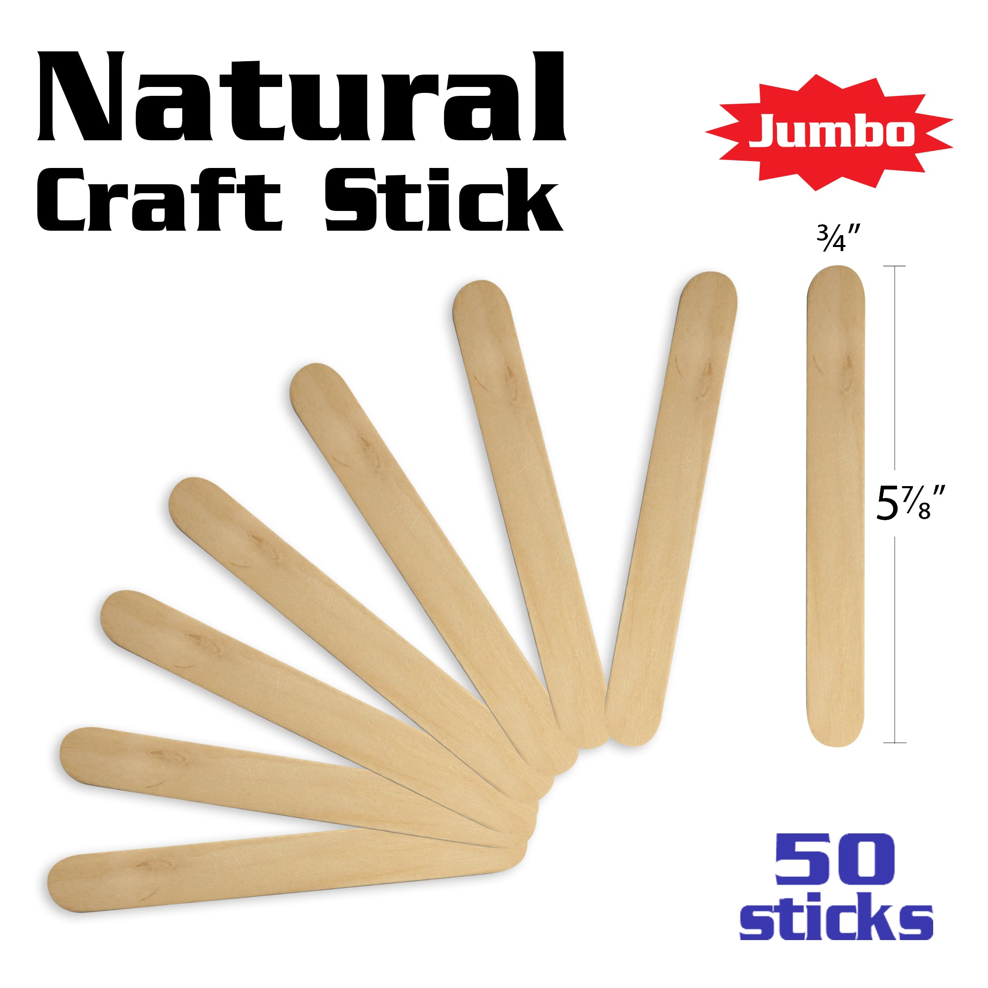 BAZIC CRAFT STICKS  JUMBO NATURAL (50PK)