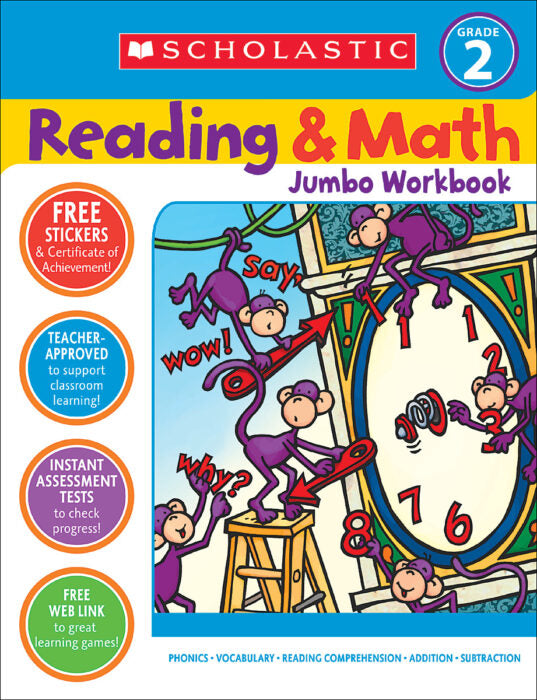 READING & MATH JUMBO WORKBOOK: GRADE 2
