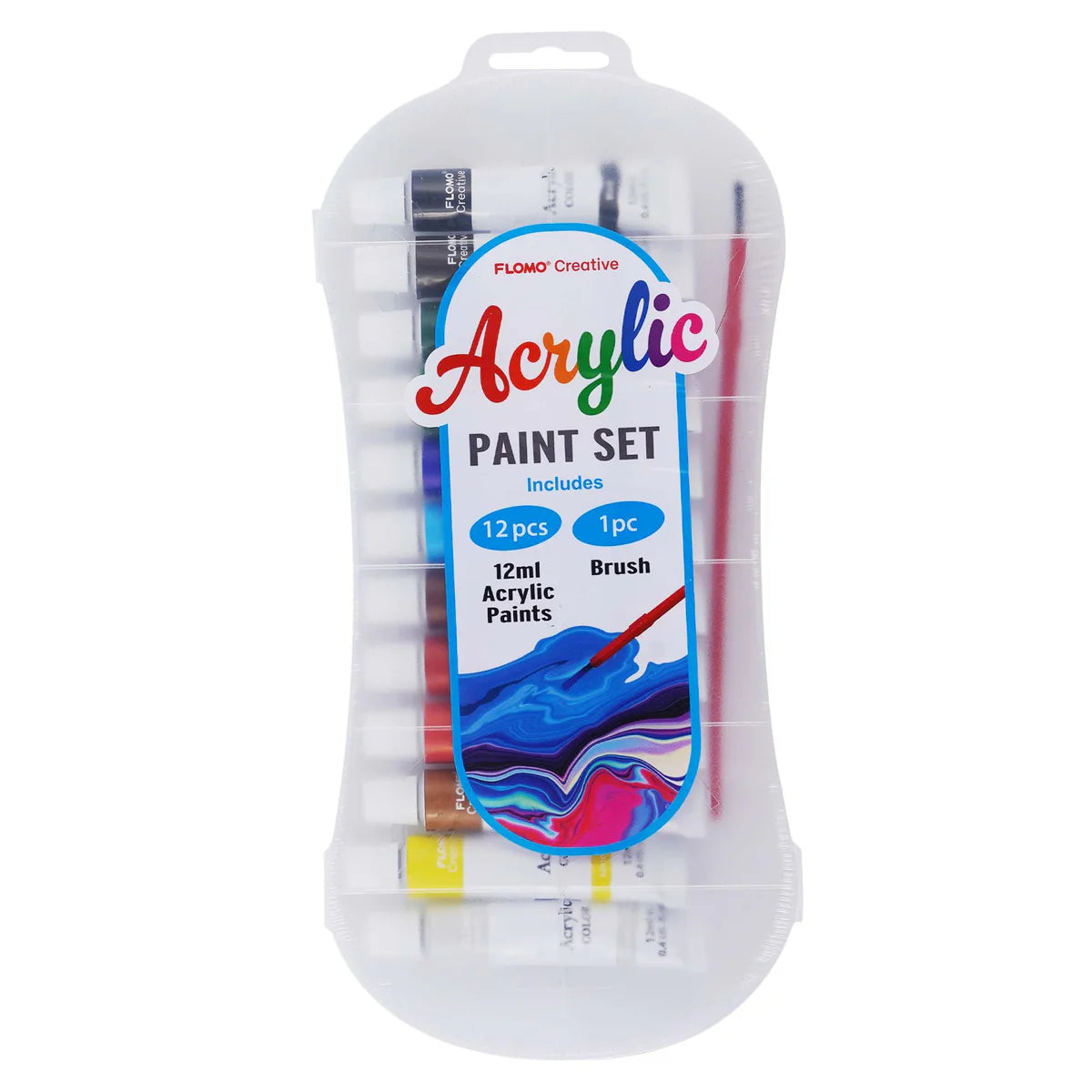 ACRYLIC PAINT 12PK W/BRUSH 12ML
