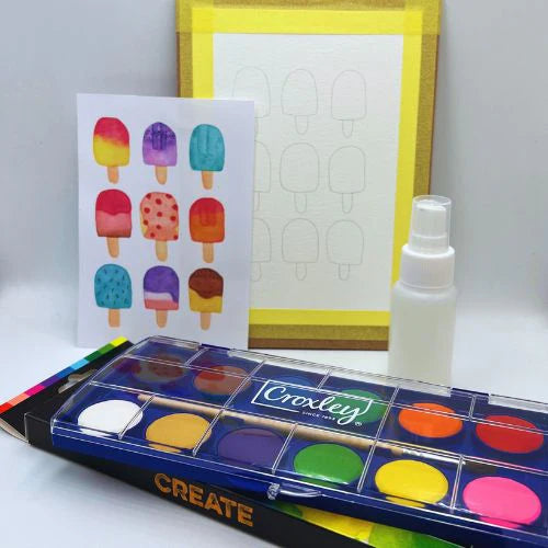 ARTY SCRIBBLE WATERCOLOUR SET WITH PALETTE & BRUSH