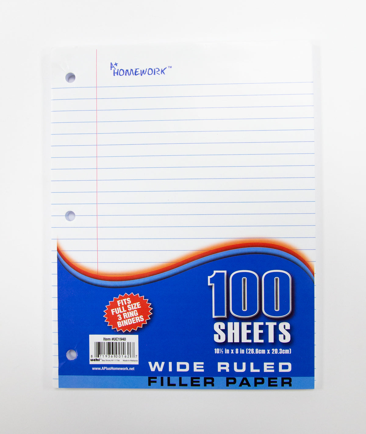 FILLER PAPER - (HOMEWORK) WIDE RULED 100 SHEETS