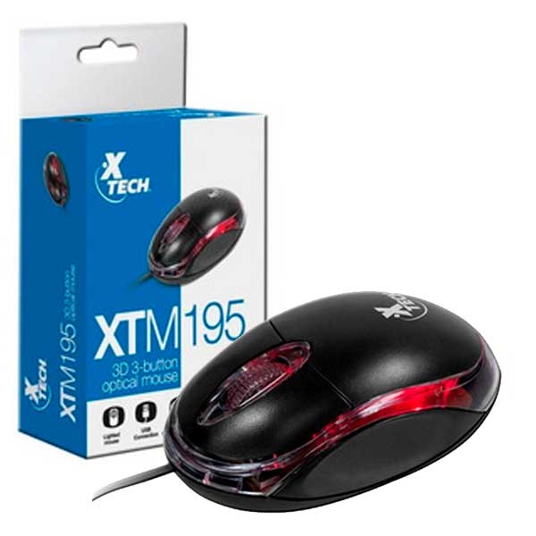 MOUSE XTECH XTM-195 OPTICO USB 3 BO TONES 1000DPI (ID011XTK06)